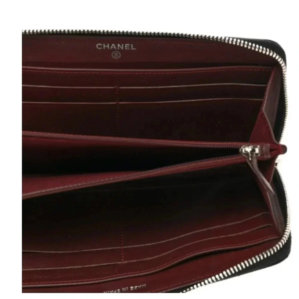 CHANEL Caviar Quilted Large Gusset Zip Around Wallet Black